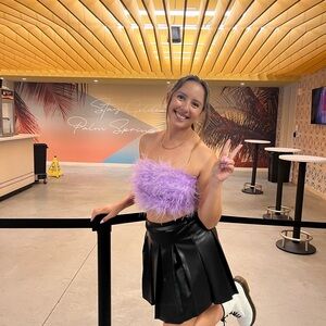 12th Tribe Lilac Feathered Tube Top